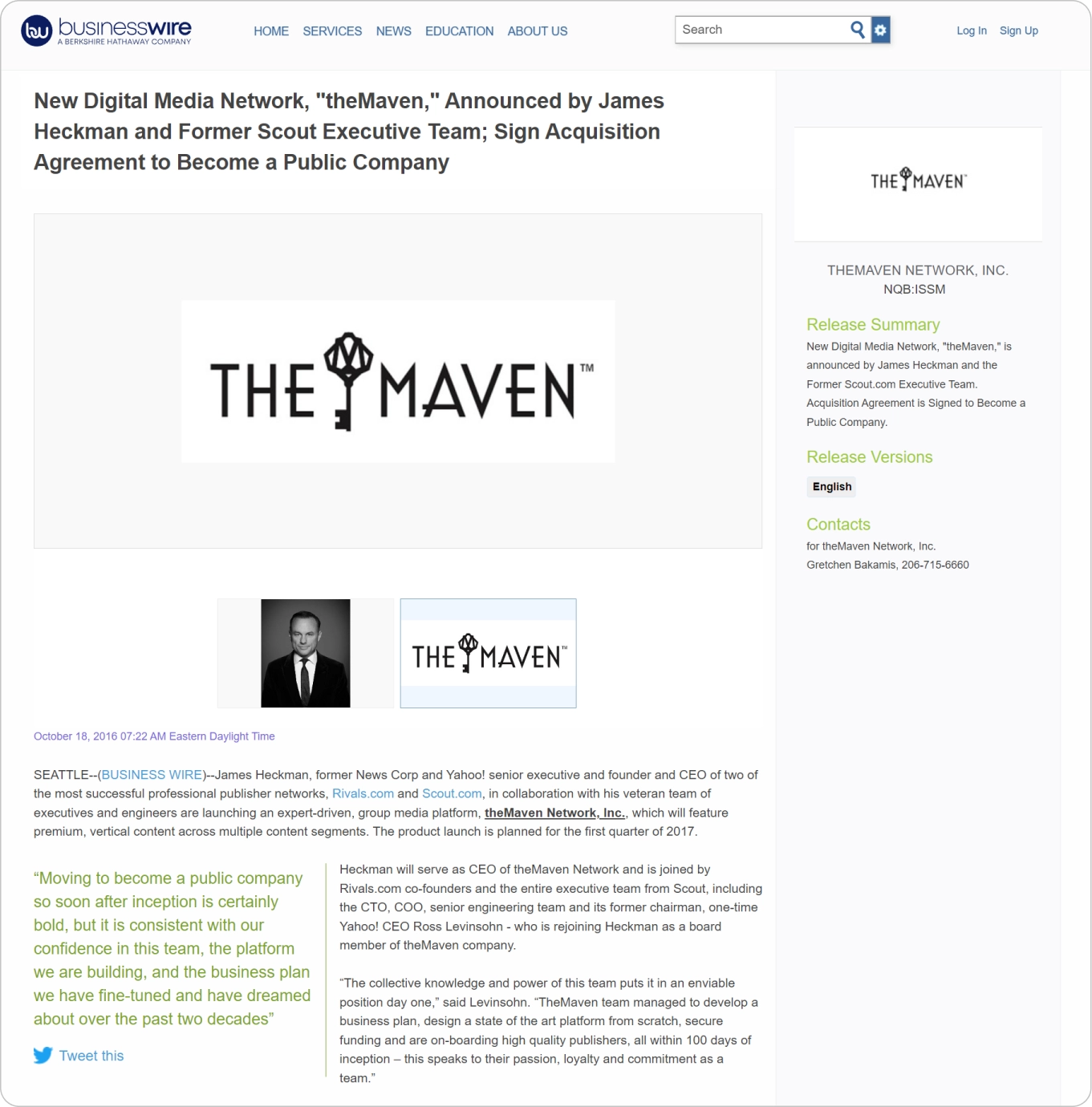 Maven's launch in 2016 *- businesswire.com*: Background - showcase image