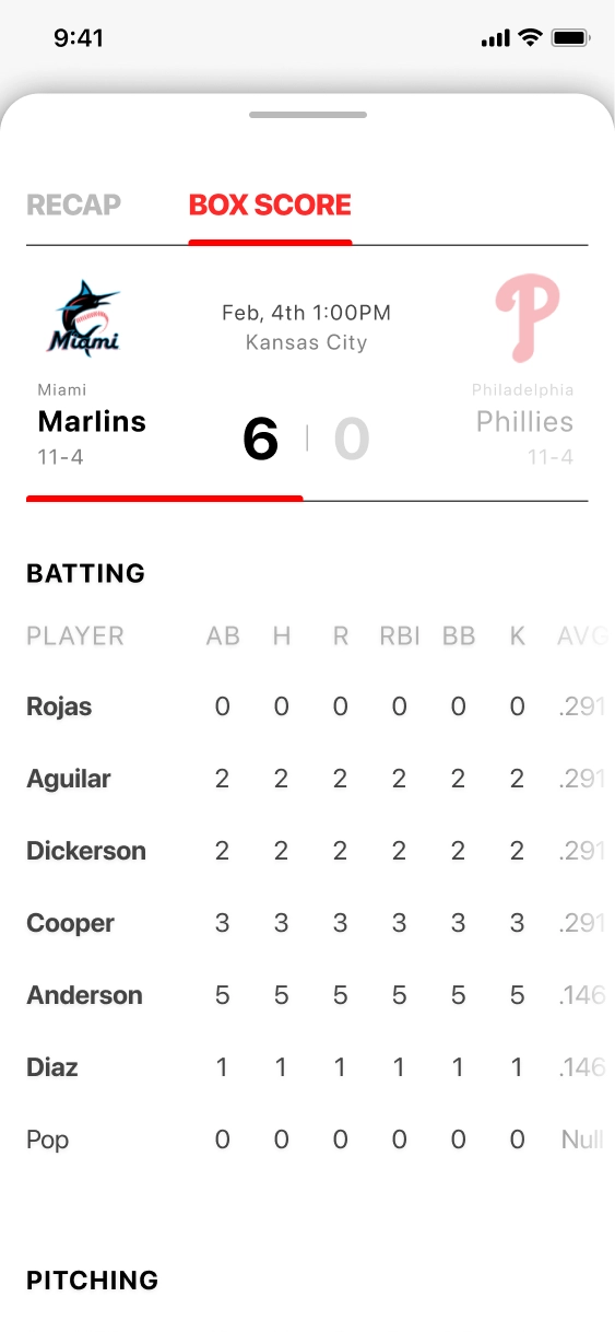 Box score: Main Pages' Final Design Mockups - showcase image