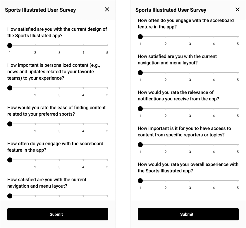 A short user survey for the old SI app: UX Research - showcase image